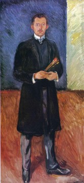  Edvard Painting - self portrait with brushes 1904 Edvard Munch